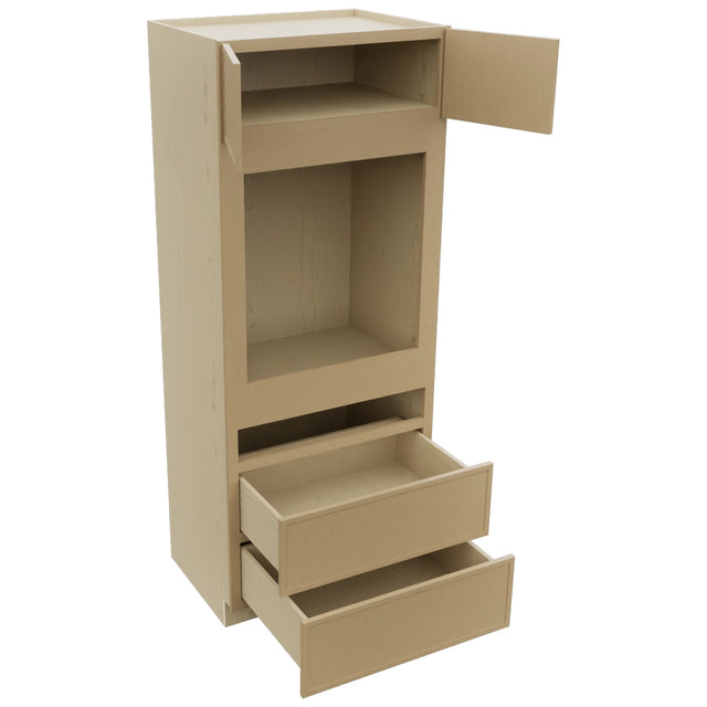 Fabuwood Luna Natural Oak OC3384C Tall Oven Cabinet Combo, Open View