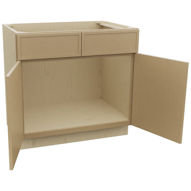 Fabuwood Luna Natural Oak SB36 Base Sink Cabinet, Open View