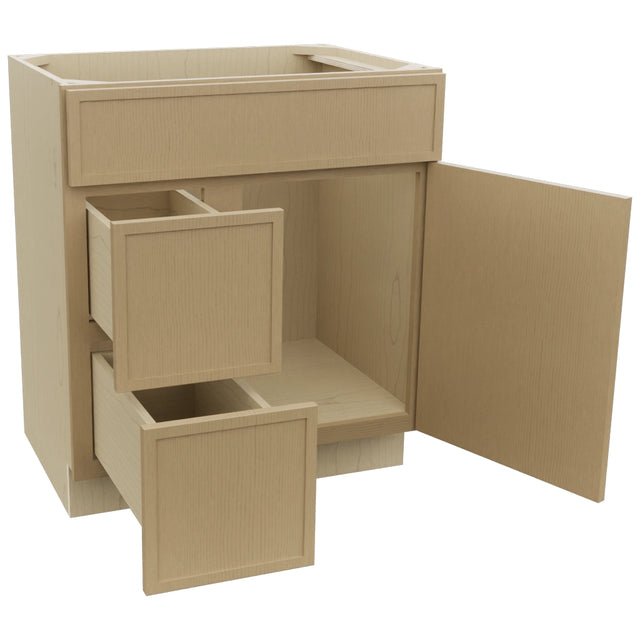 Fabuwood Luna Natural Oak VSD30DL Vanity Combo Cabinet, Open View