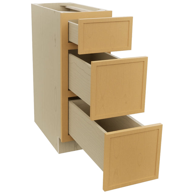 Fabuwood Luna Timber DB12 Base 3 Drawers Cabinet, Open View