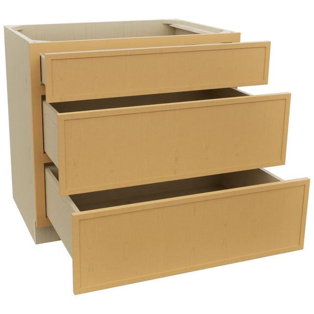 Fabuwood Luna Timber DB36 Base 3 Drawers Cabinet, Open View