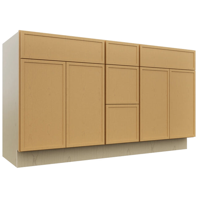 Fabuwood Luna Timber VSD60DOUBLE Vanity Combo Cabinet, Front View
