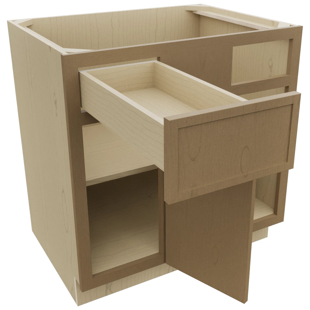 Fabuwood Luna Truffle BLB39/42 Base Corner Blind Cabinet, Open View