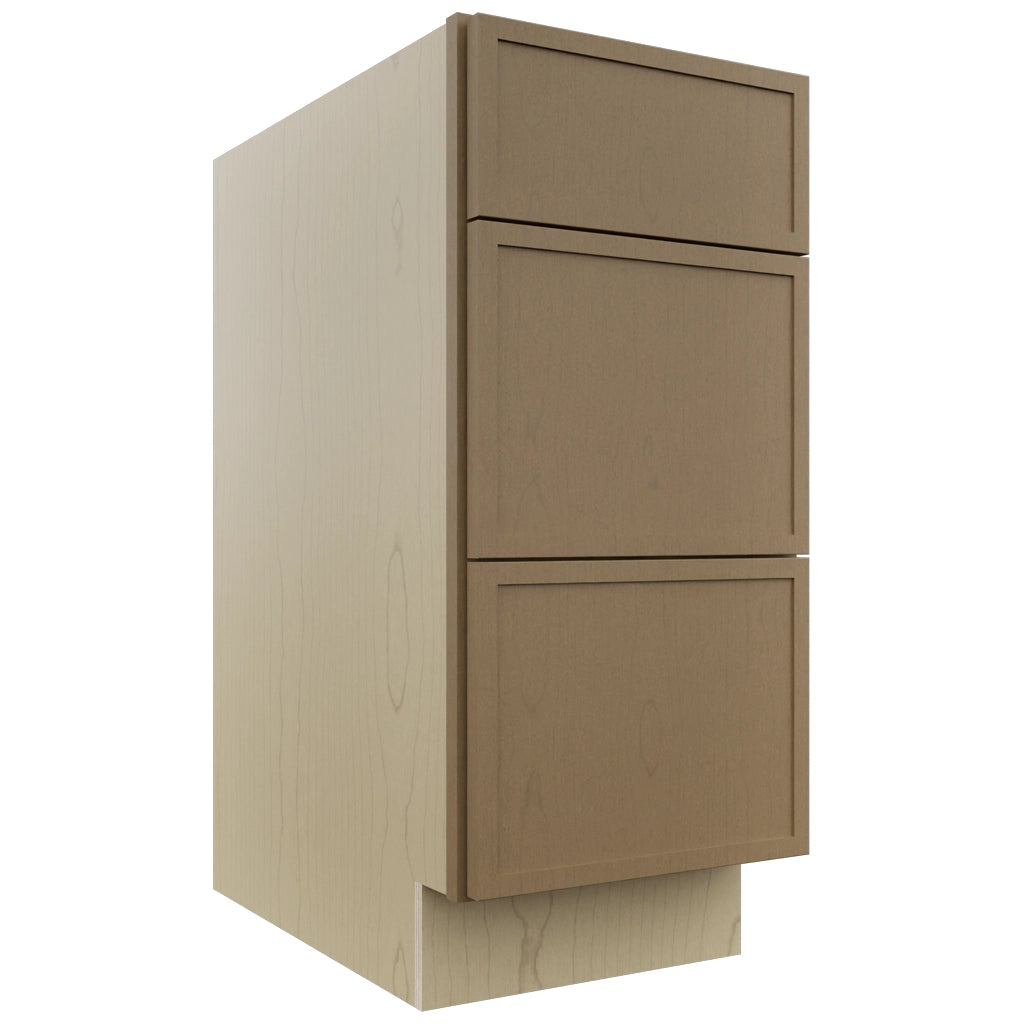 Fabuwood Luna Truffle DB15 Base 3 Drawers Cabinet, Front View