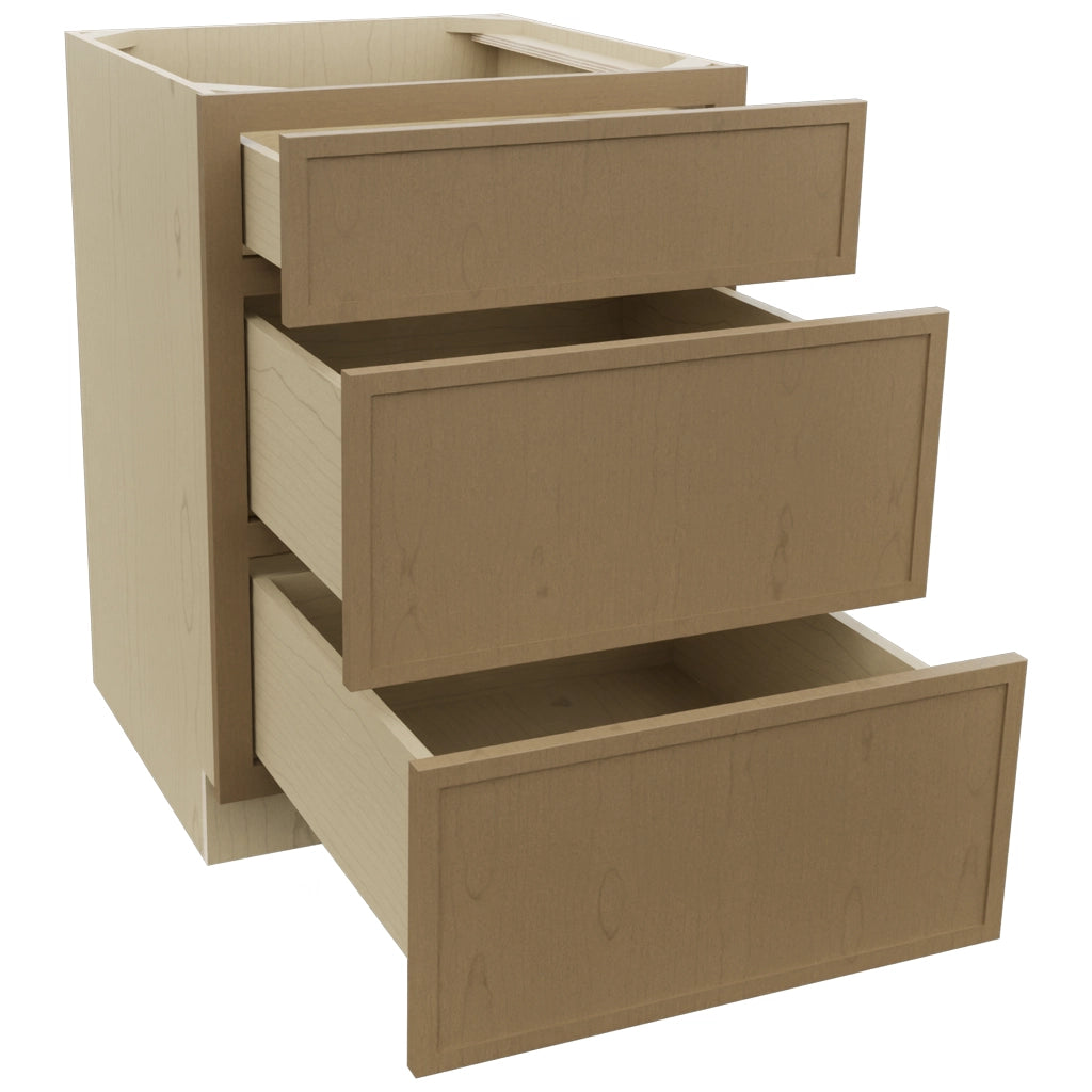 Fabuwood Luna Truffle DB24 Base 3 Drawers Cabinet, Open View