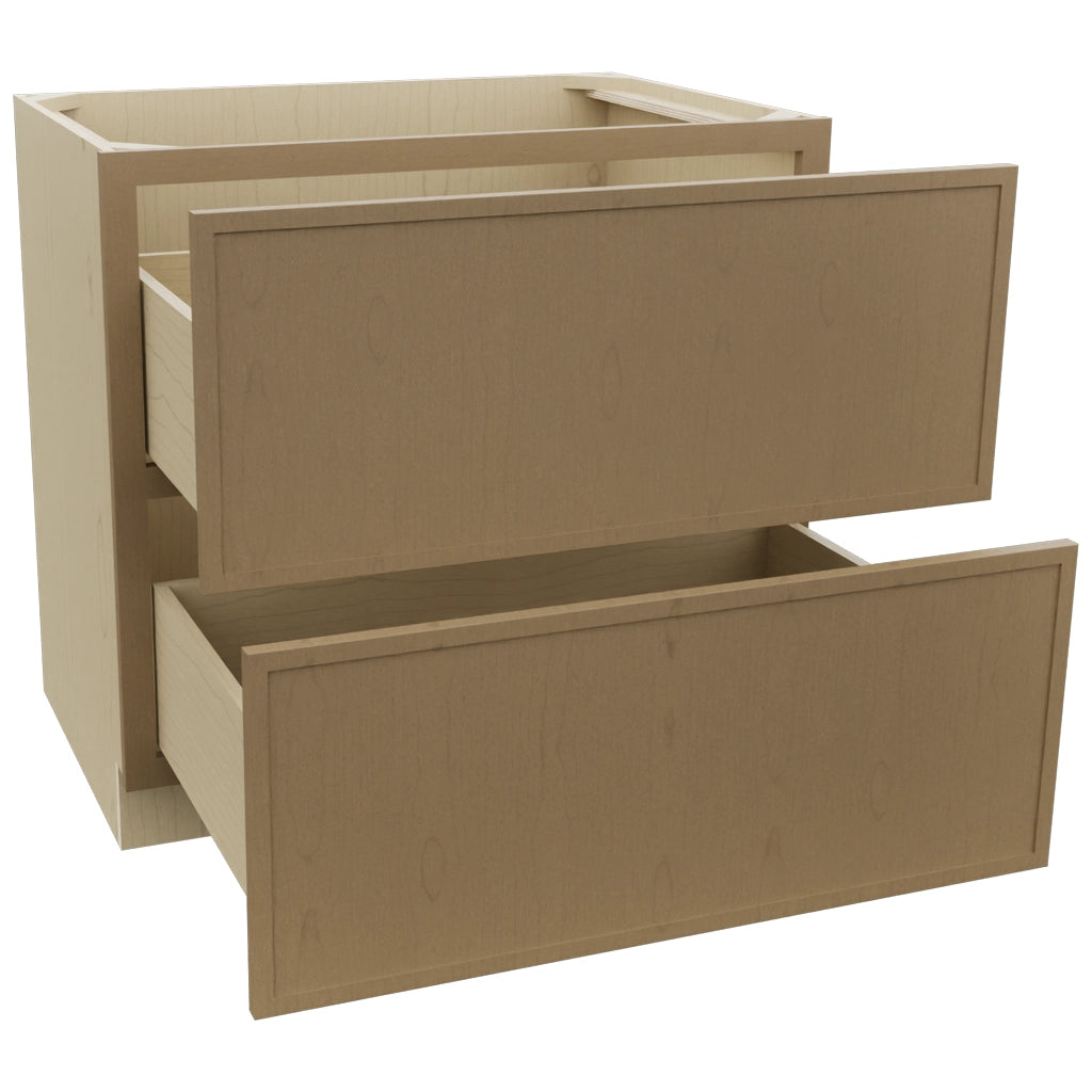 Fabuwood Luna Truffle DB36-2 Base 2 Drawers Cabinet, Open View