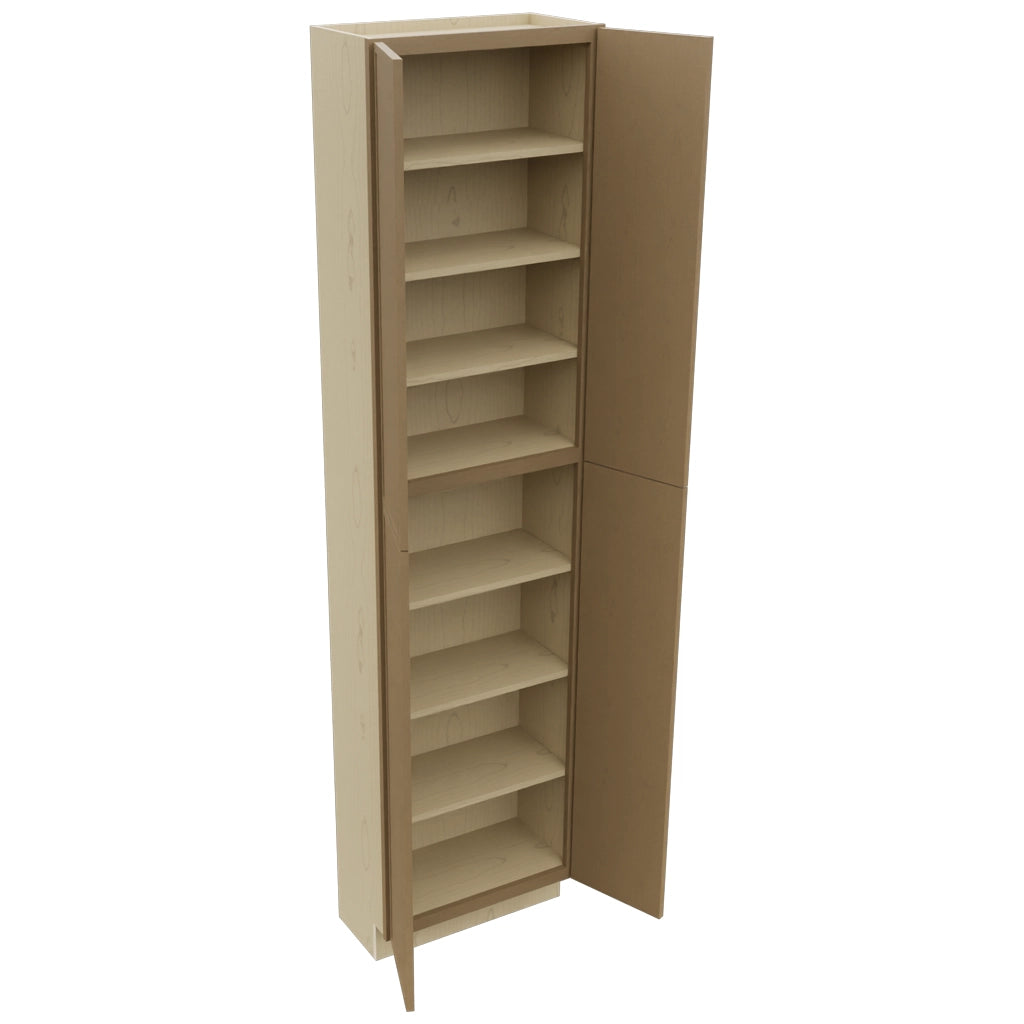Fabuwood Luna Truffle TP241296 Tall Pantry Cabinet, Open View