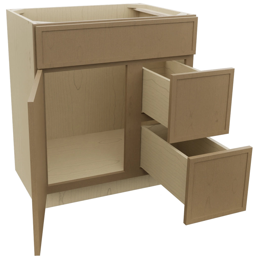 Fabuwood Luna Truffle VSD36DR Vanity Combo Cabinet, Open View