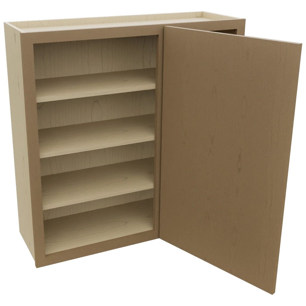 Fabuwood Luna Truffle WBC3636 Wall Corner Blind Cabinet, Open View
