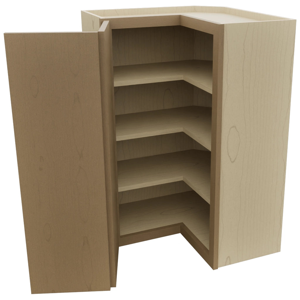 Fabuwood Luna Truffle WPC2436 Wall Corner Pie Cabinet, Open View