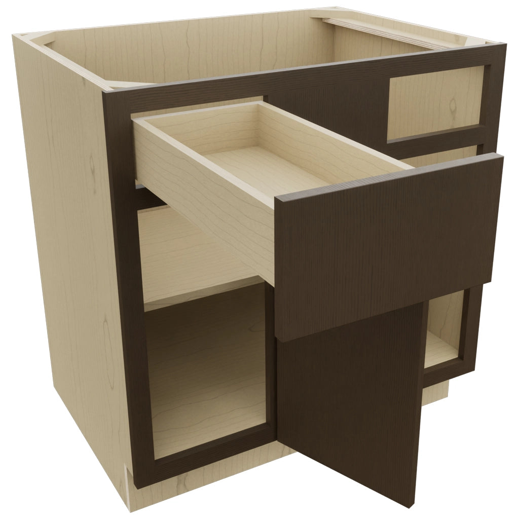 Fabuwood Luxe Canyon Oak BLB39/42 Base Corner Blind Cabinet, Open View
