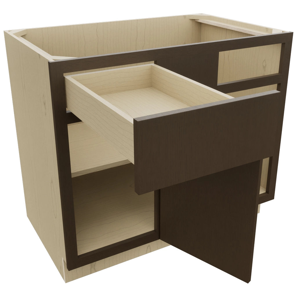 Fabuwood Luxe Canyon Oak BLB42/45 Base Corner Blind Cabinet, Open View