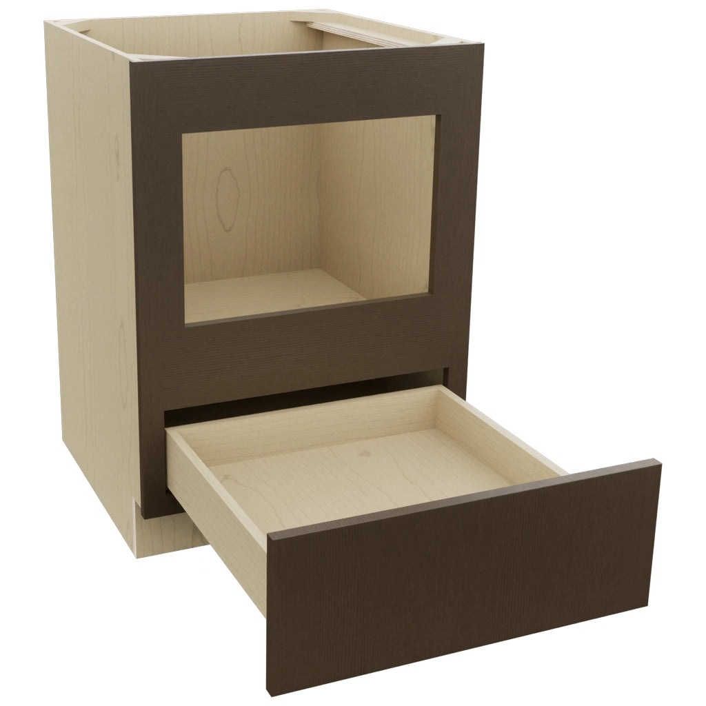 Fabuwood Luxe Canyon Oak BMC24 Base Microwave Cabinet, Open View