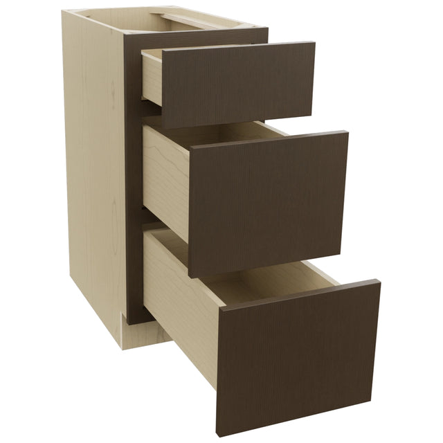 Fabuwood Luxe Canyon Oak DB15 Base 3 Drawers Cabinet, Open View