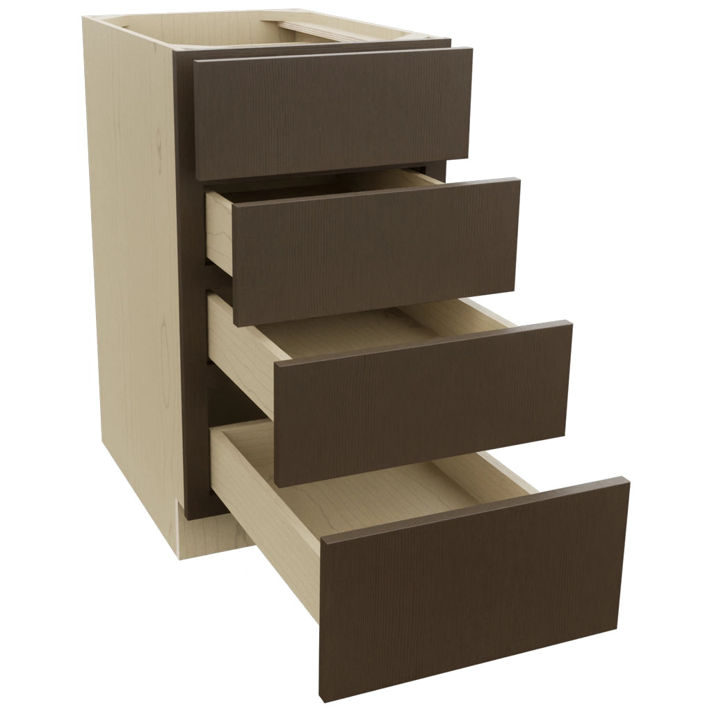 Fabuwood Luxe Canyon Oak DB18-4 Base 4 Drawers Cabinet, Open View