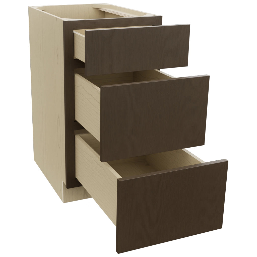 Fabuwood Luxe Canyon Oak DB18 Base 3 Drawers Cabinet, Open View