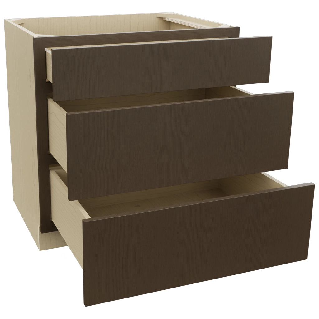 Fabuwood Luxe Canyon Oak DB33 Base 3 Drawers Cabinet, Open View