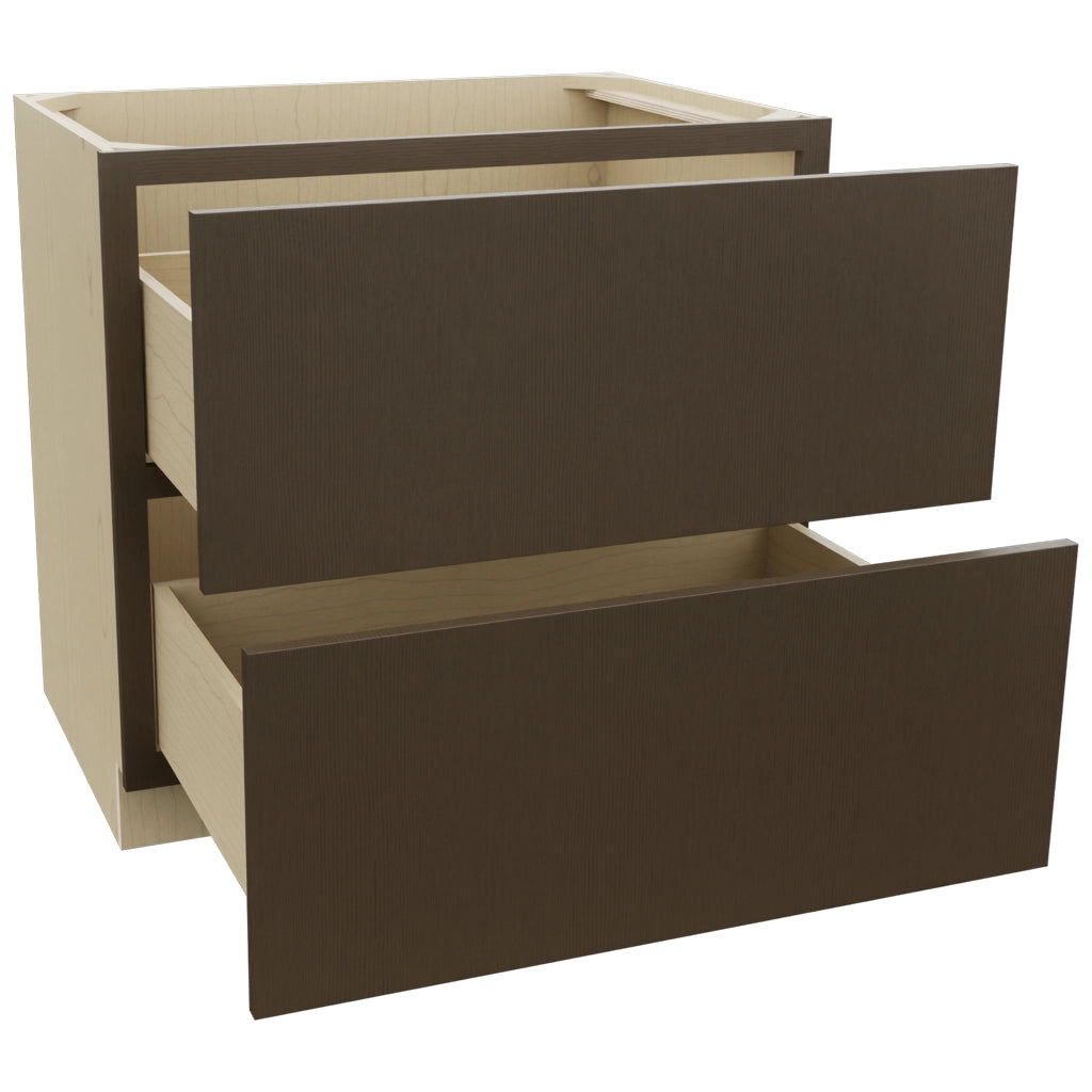 Fabuwood Luxe Canyon Oak DB36-2 Base 2 Drawers Cabinet, Open View