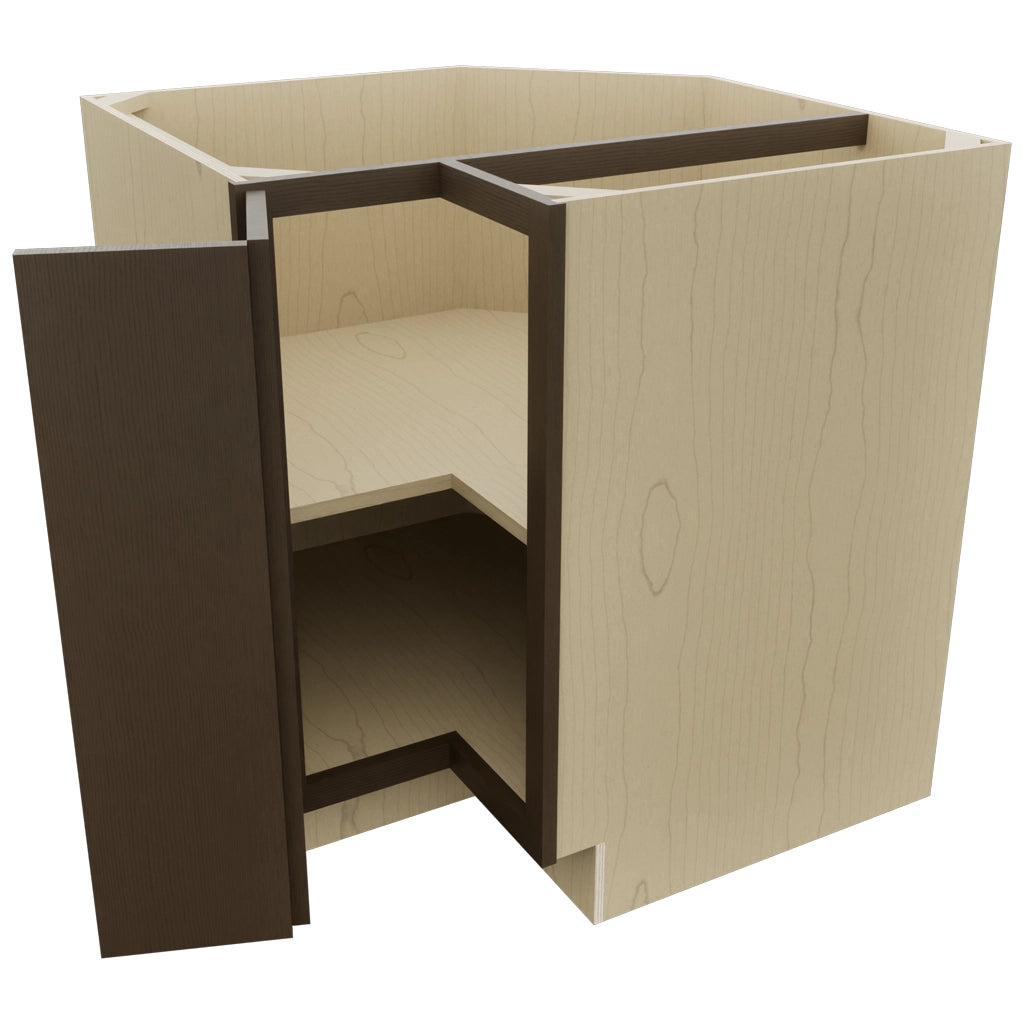 Fabuwood Luxe Canyon Oak ERB33 Base Corner Easy Reach Cabinet, Open View