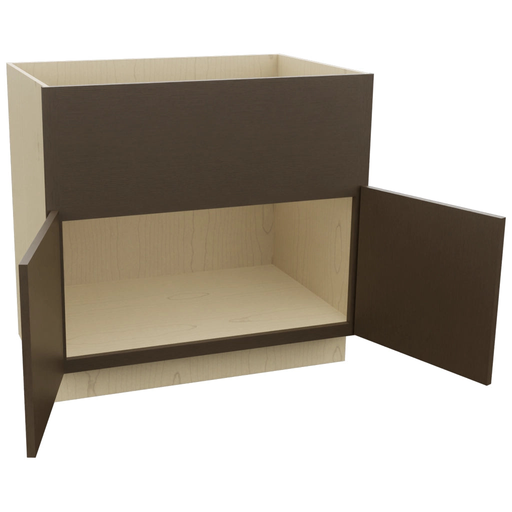 Fabuwood Luxe Canyon Oak FS36 Base Farm Sink Cabinet, Open View