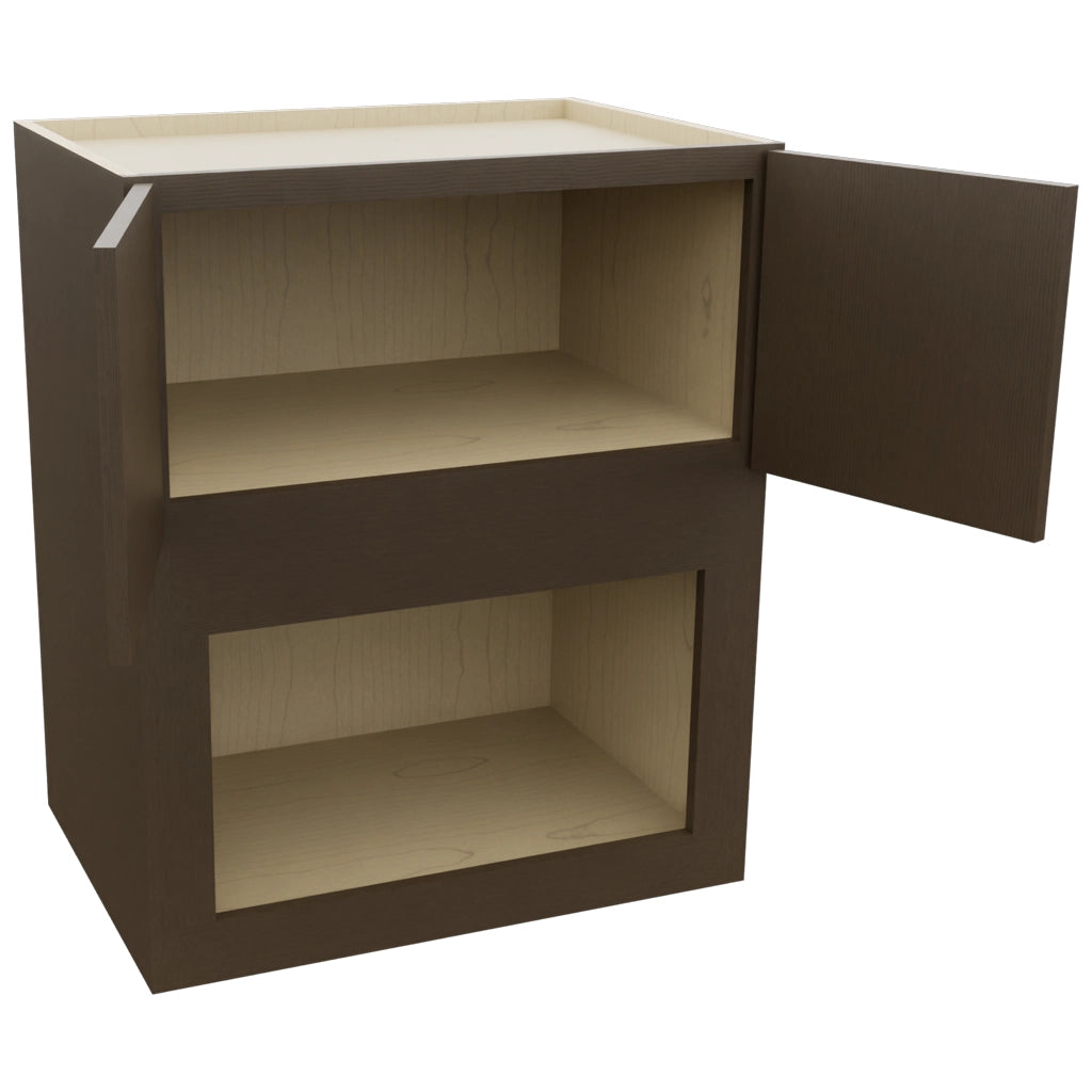 Fabuwood Luxe Canyon Oak MC303621 Wall Microwave Cabinet, Open View