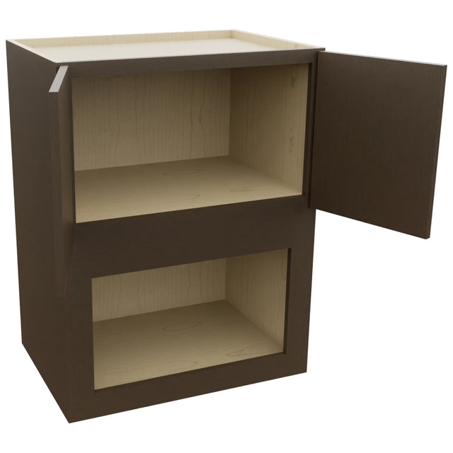Fabuwood Luxe Canyon Oak MC303921 Wall Microwave Cabinet, Open View