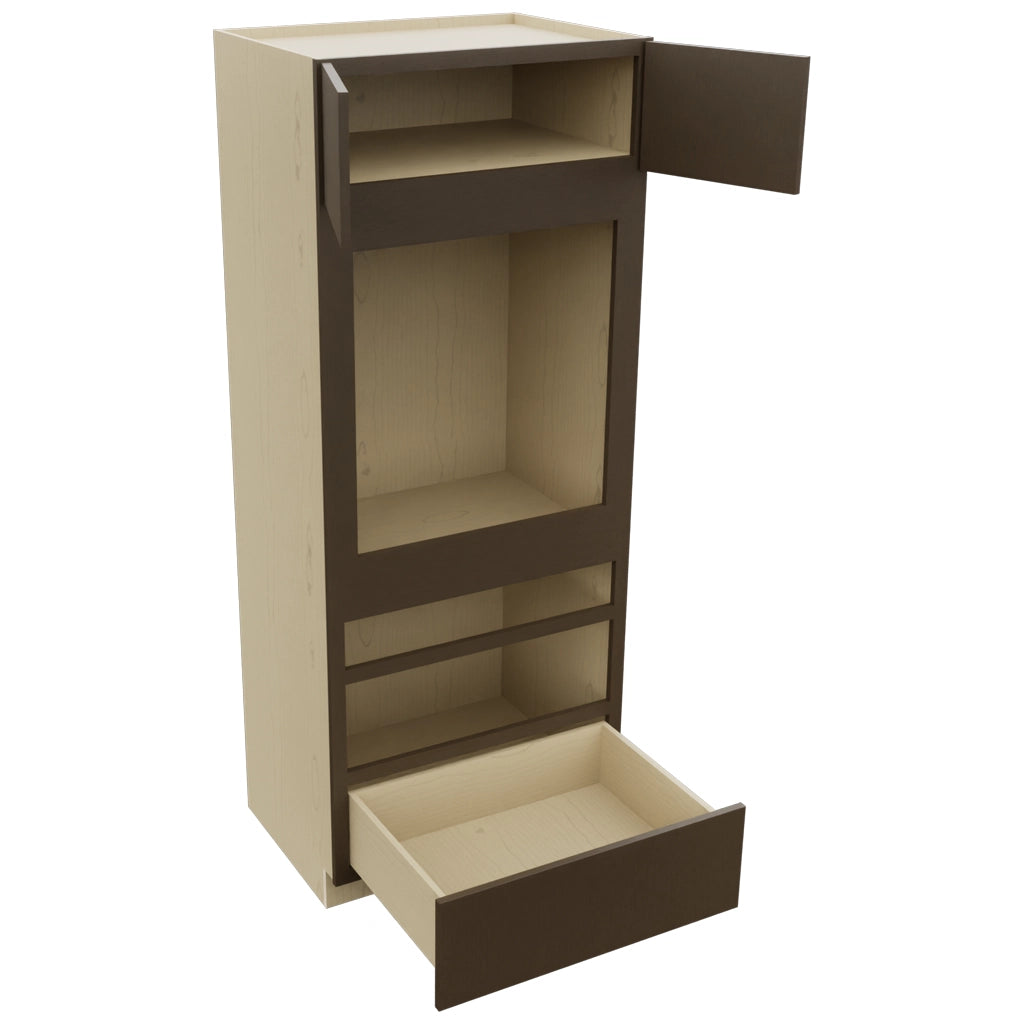 Fabuwood Luxe Canyon Oak OC3384D Tall Oven Cabinet Double, Open View