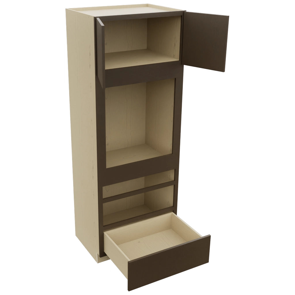Fabuwood Luxe Canyon Oak OC3390D Tall Oven Cabinet Double, Open View