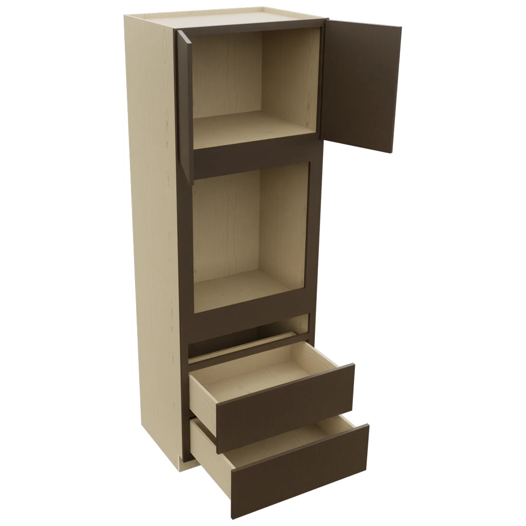 Fabuwood Luxe Canyon Oak OC3396C Tall Oven Cabinet Combo, Open View