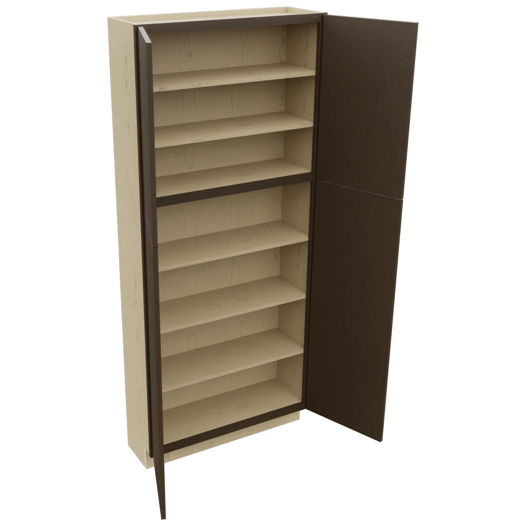 Fabuwood Luxe Canyon Oak TP361284 Tall Pantry Cabinet, Open View