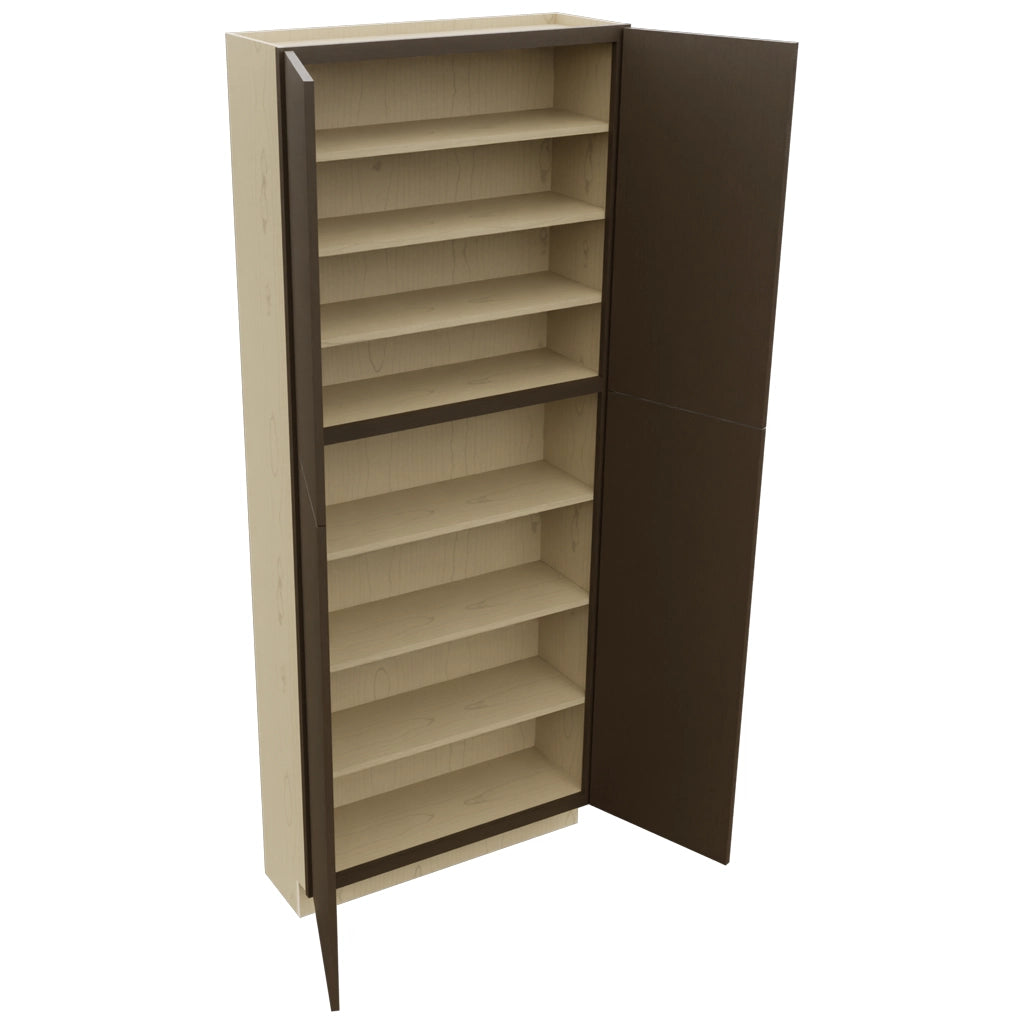 Fabuwood Luxe Canyon Oak TP361290 Tall Pantry Cabinet, Open View