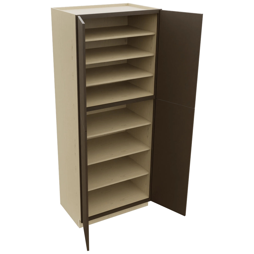 Fabuwood Luxe Canyon Oak TP362490 Tall Pantry Cabinet, Open View