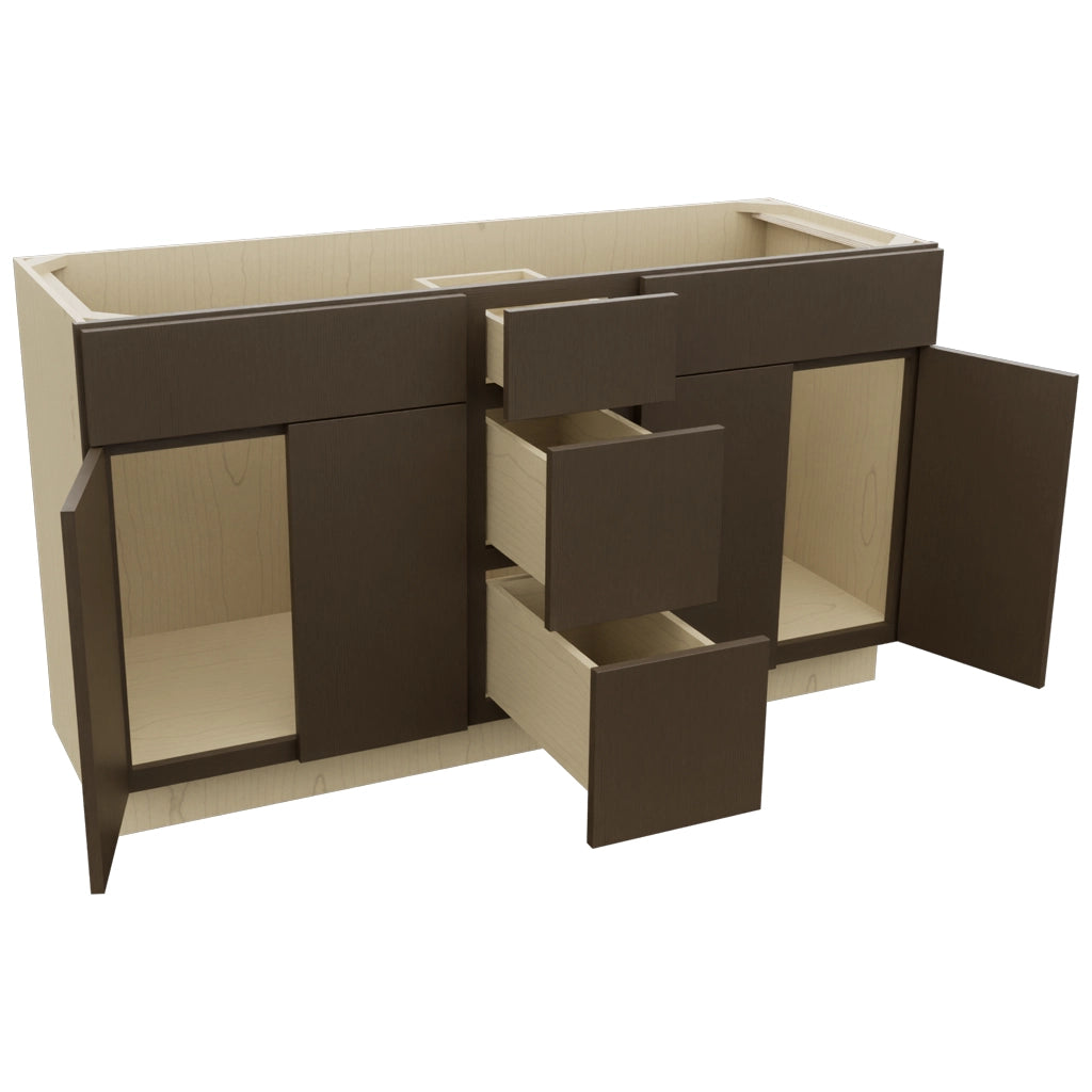 Fabuwood Luxe Canyon Oak VSD60DOUBLE Vanity Combo Cabinet, Open View
