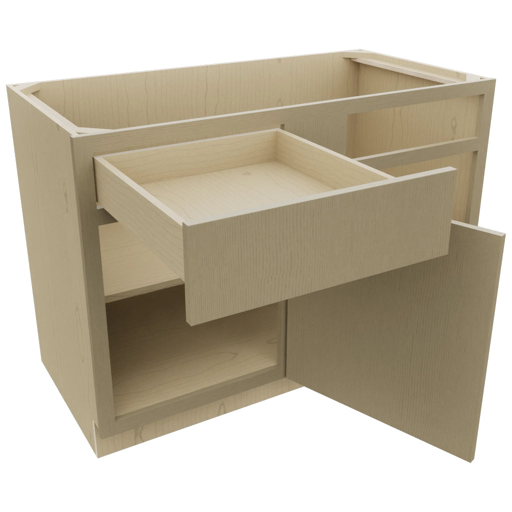 Fabuwood Luxe Desert Oak BLB48/51 Base Corner Blind Cabinet, Open View