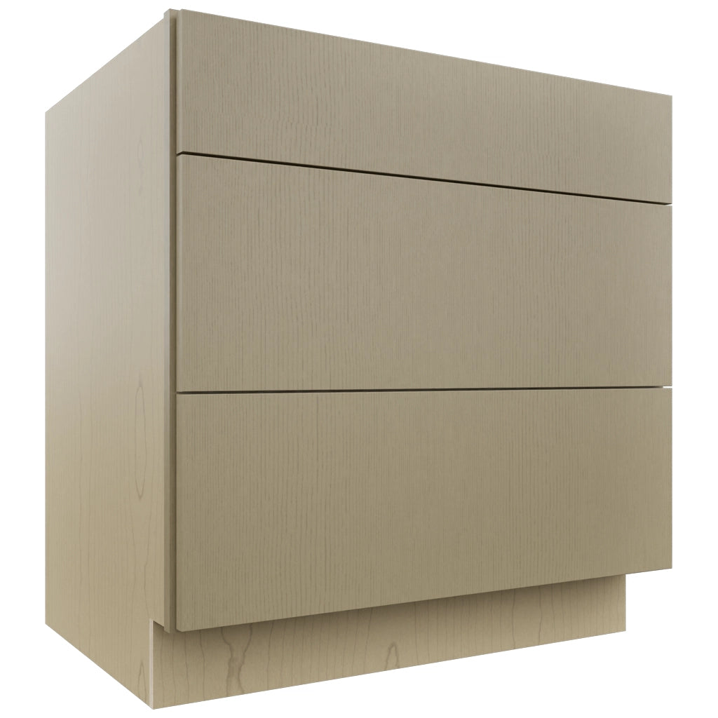 Fabuwood Luxe Desert Oak DB33 Base 3 Drawers Cabinet, Front View
