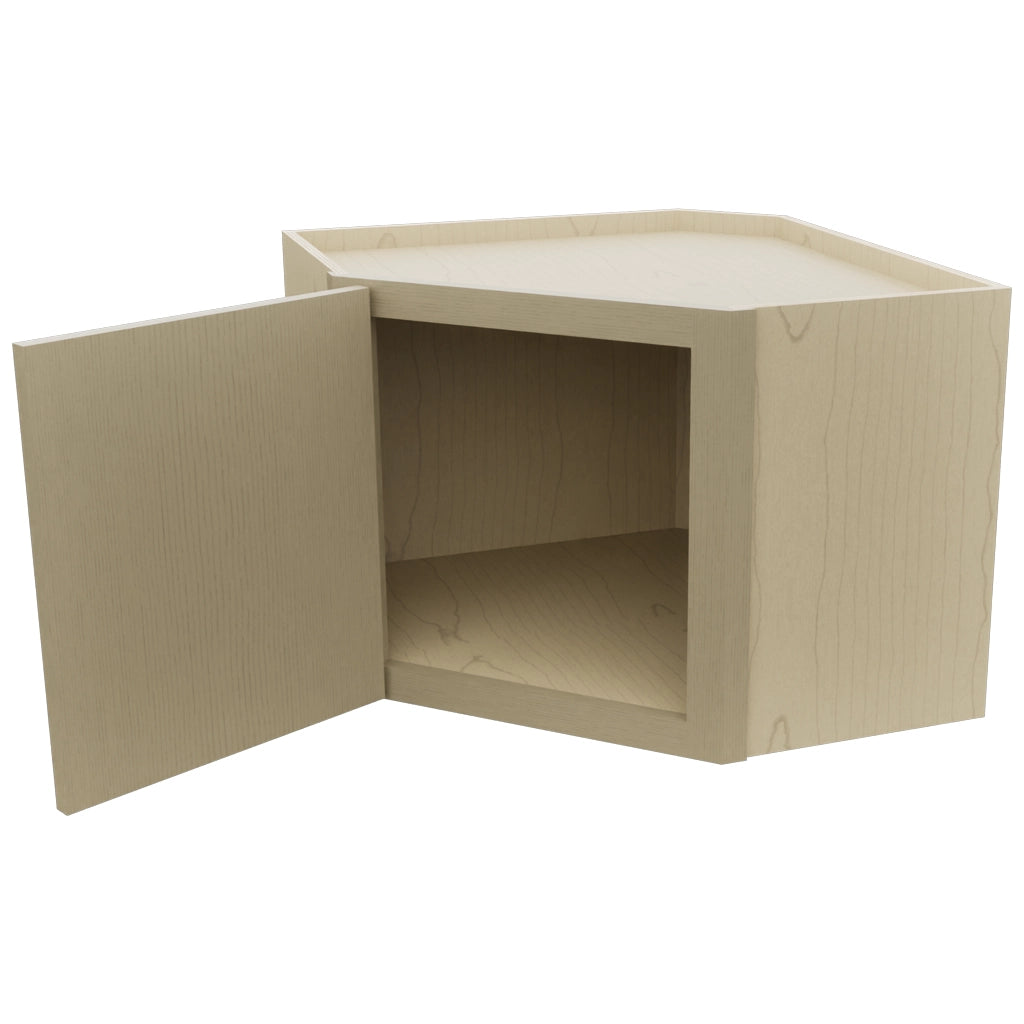 Fabuwood Luxe Desert Oak WDC2418 Wall Corner Diagonal Cabinet, Open View