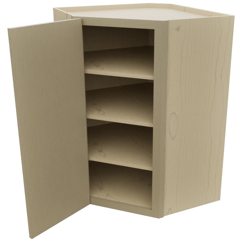 Fabuwood Luxe Desert Oak WDC2739 Wall Corner Diagonal Cabinet, Open View