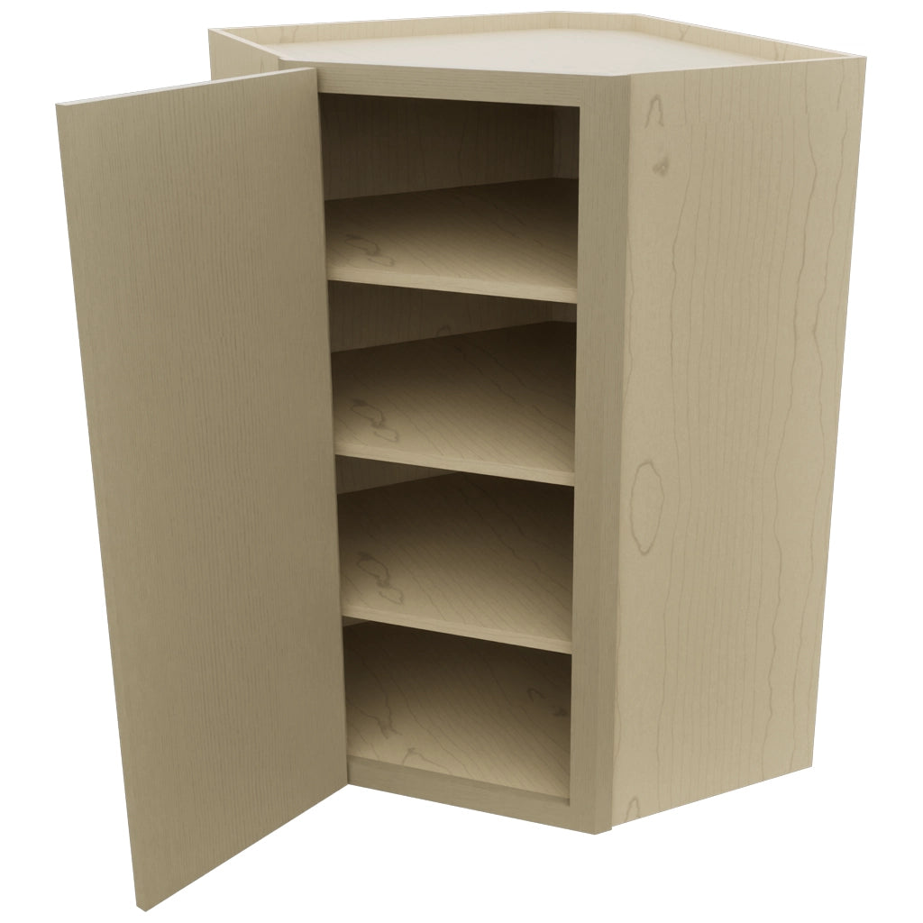 Fabuwood Luxe Desert Oak WDC2742 Wall Corner Diagonal Cabinet, Open View