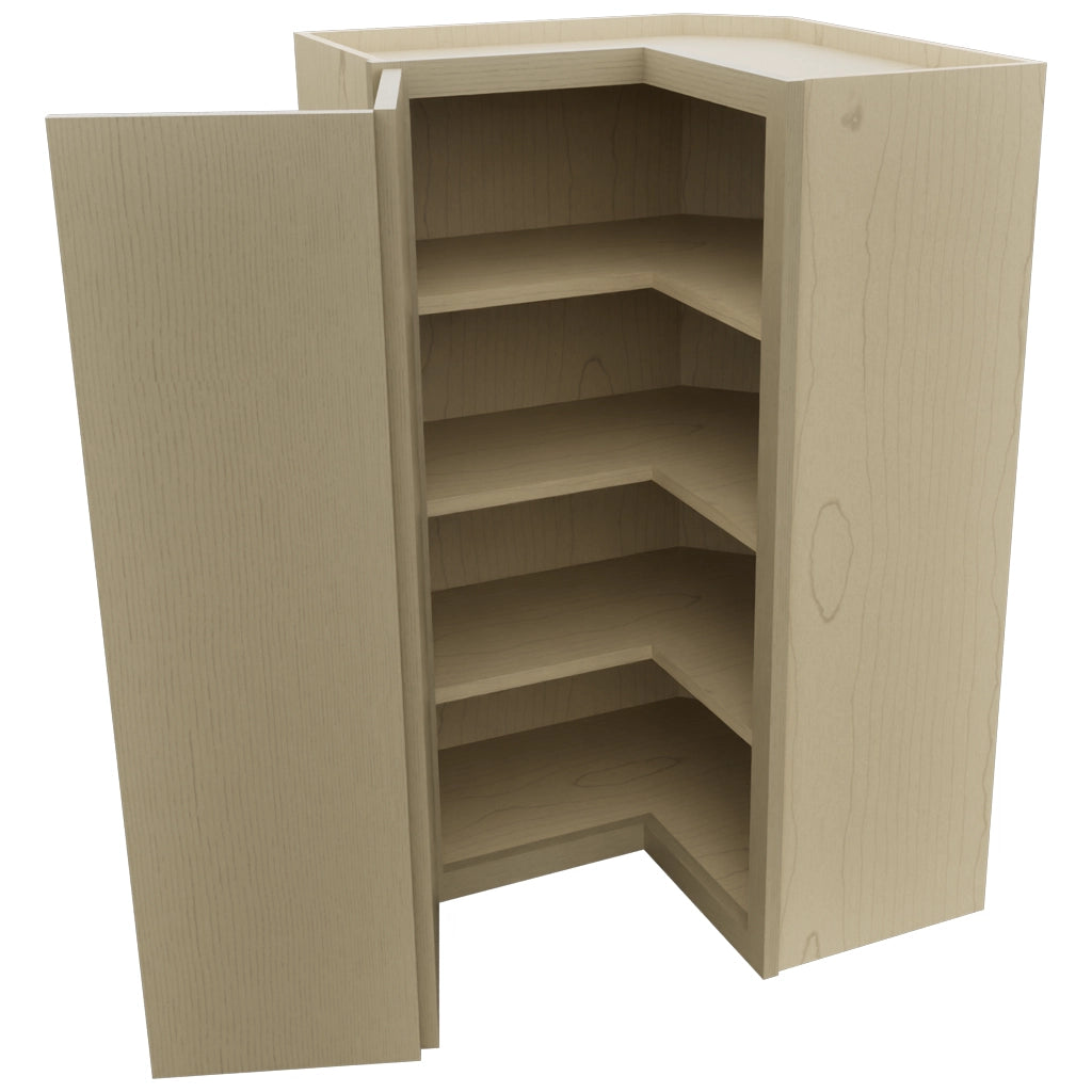 Fabuwood Luxe Desert Oak WPC2439 Wall Corner Pie Cabinet, Open View