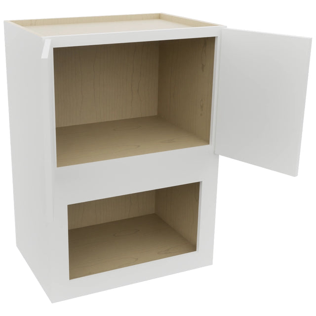 Fabuwood Luxe Frost MC304221 Wall Microwave Cabinet, Open View
