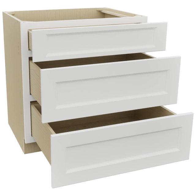 Fabuwood Nexus Frost DB33 Base 3 Drawers Cabinet, Open View