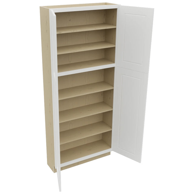 Fabuwood Nexus Frost TP361284 Tall Pantry Cabinet, Open View