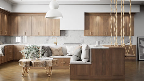 Broadway Almond ( MDF | Compressed [ Frameless • Textured • Laminated ] - 10' X 10' Kitchen Cabinet ) | Assembled In USA