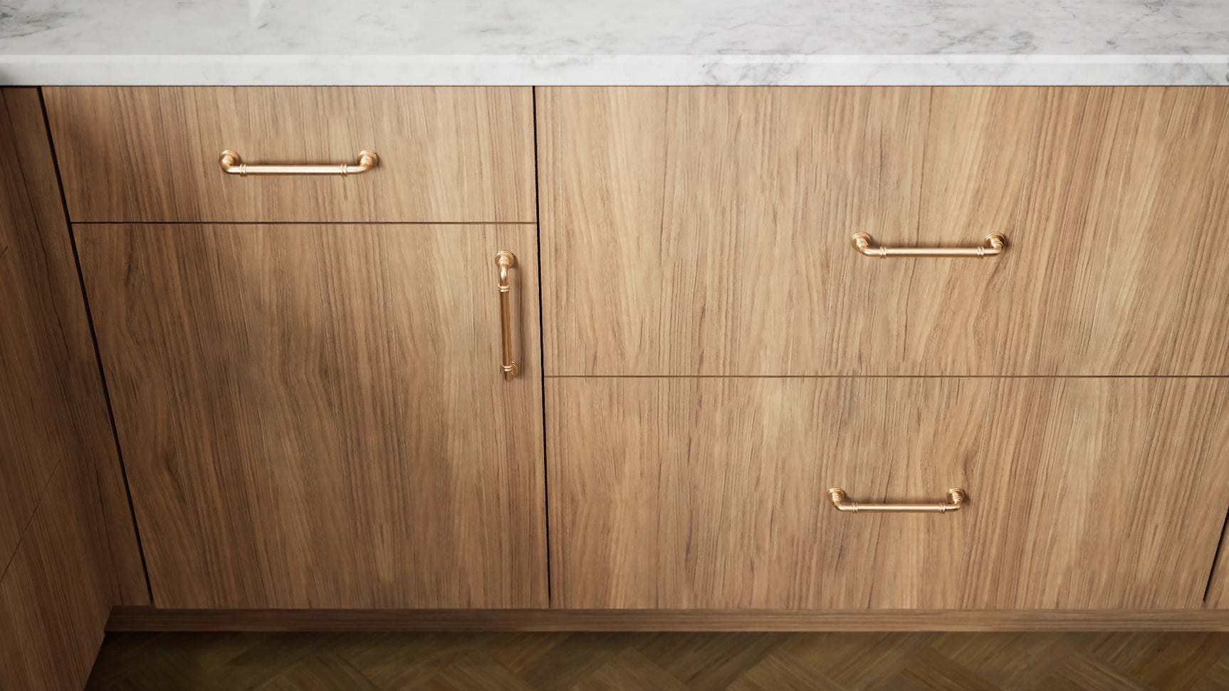 Broadway Almond ( MDF | Compressed [ Frameless • Textured • Laminated ] - 10' X 10' Kitchen Cabinet ) | Assembled In USA