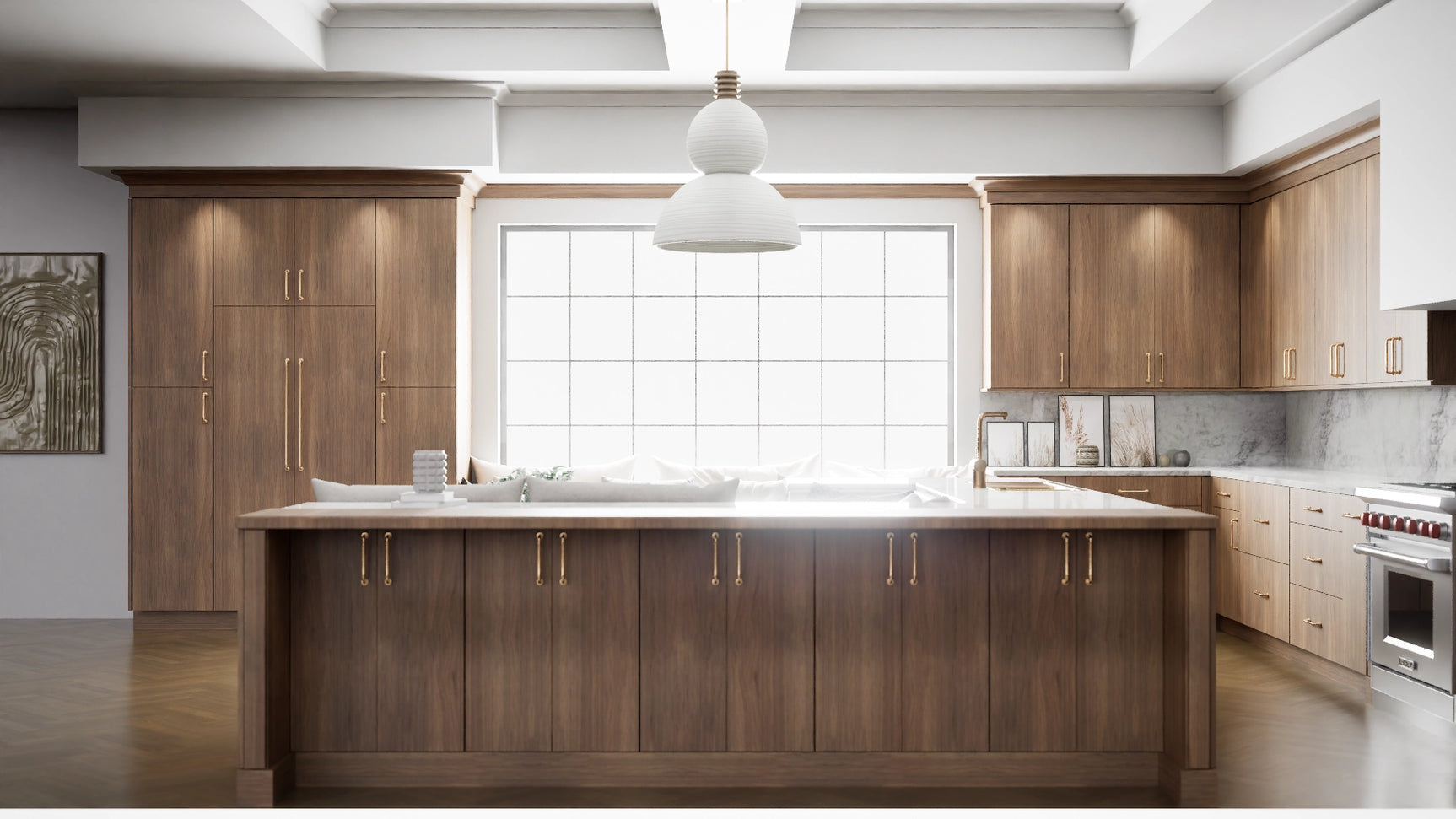 Broadway Almond ( MDF | Compressed [ Frameless • Textured • Laminated ] - 10' X 10' Kitchen Cabinet ) | Assembled In USA