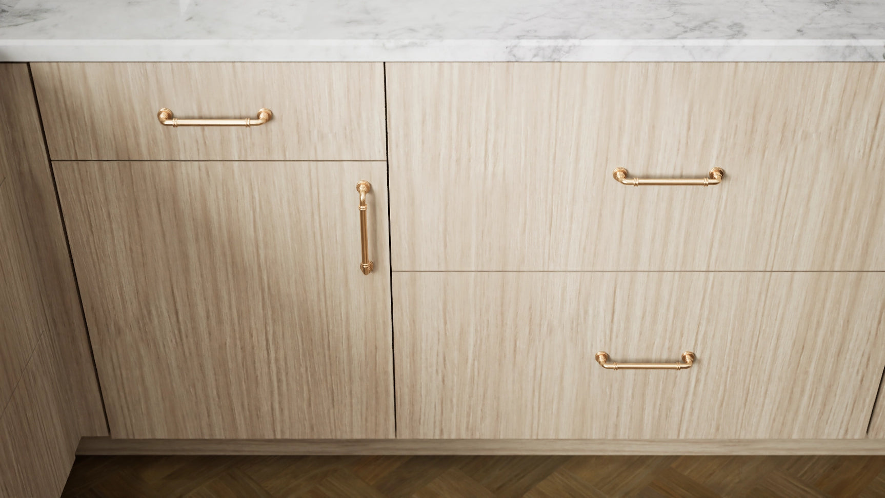 Broadway Beach ( MDF | Compressed [ Frameless • Textured • Laminated ] - 10' X 10' Kitchen Cabinet ) | Assembled In USA