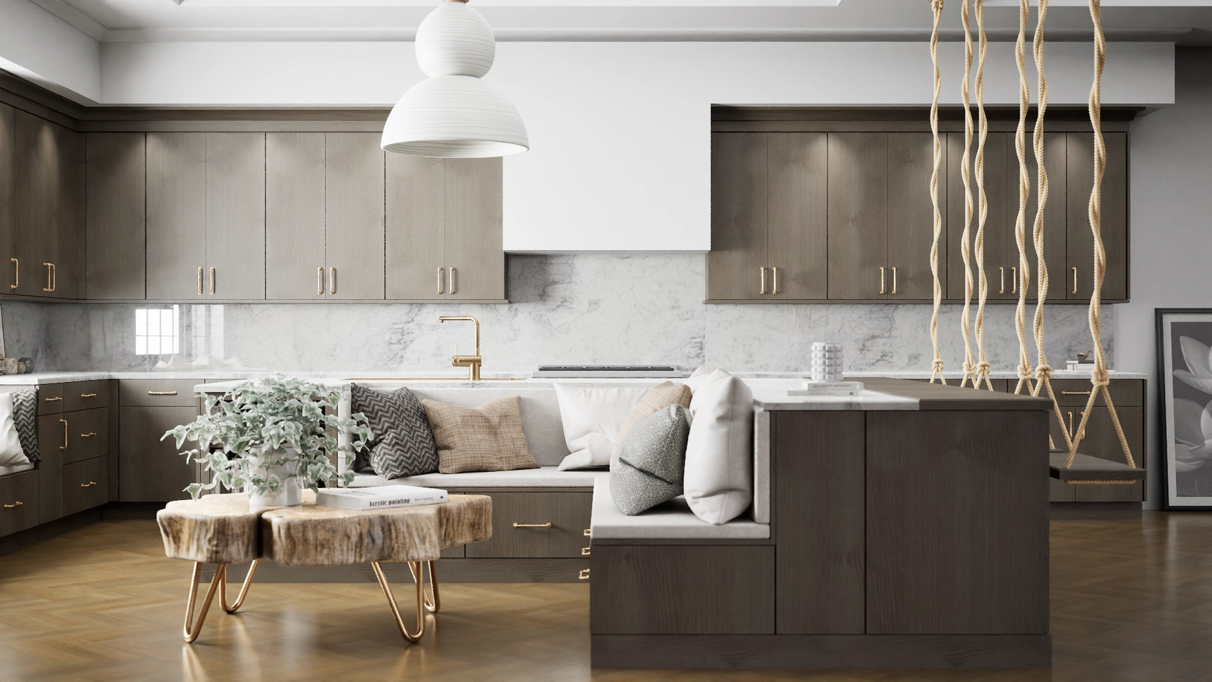 Broadway Coastal ( MDF | Compressed [ Frameless • Textured • Laminated ] - 10' X 10' Kitchen Cabinet ) | Assembled In USA