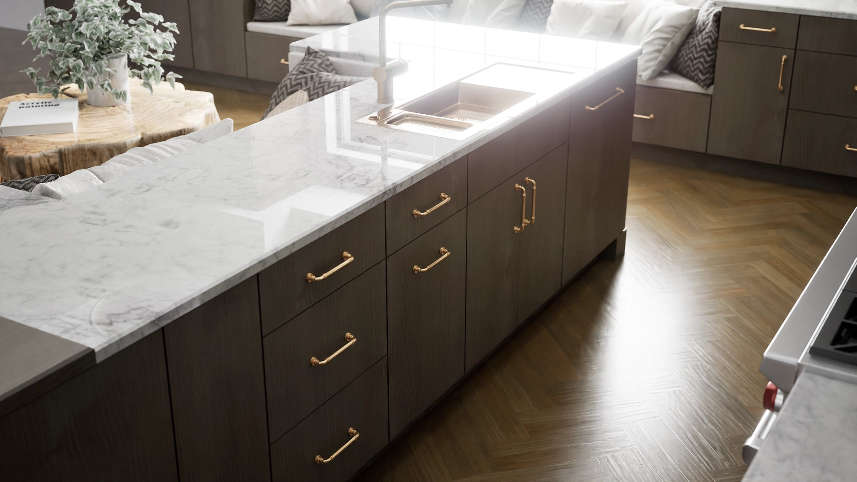 Broadway Coastal ( MDF | Compressed [ Frameless • Textured • Laminated ] - 10' X 10' Kitchen Cabinet ) | Assembled In USA