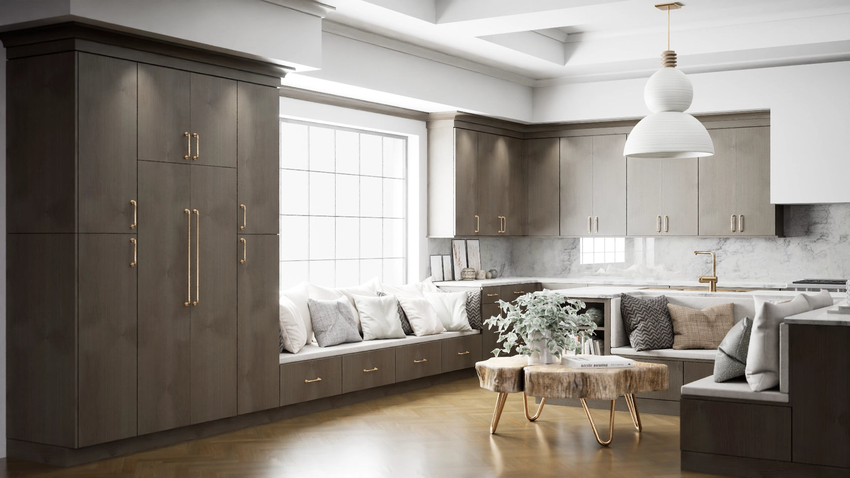 Broadway Coastal ( MDF | Compressed [ Frameless • Textured • Laminated ] - 10' X 10' Kitchen Cabinet ) | Assembled In USA