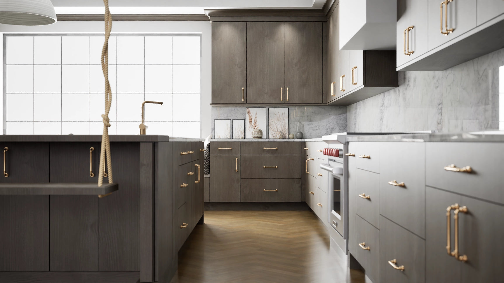 Broadway Coastal ( MDF | Compressed [ Frameless • Textured • Laminated ] - 10' X 10' Kitchen Cabinet ) | Assembled In USA